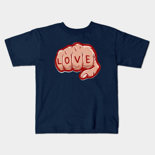 Fist of Love Kids T-Shirt by bigbadrobot